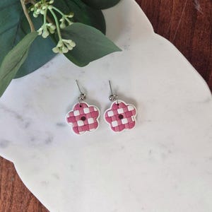 Small Flower Gingham Clay Earrings | Cute Earrings For Summer | Cottagecore Earrings | Summer Cottagecore Aesthetic
