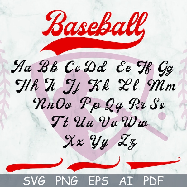 Baseball Font Svg, With Tail Baseball Font Svg, Text Tails Svg, Baseball Cricut, Baseball Script, Softball Svg, Baseball font Cut File