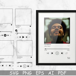 Reproductor de música SVG, arte de la canción acrílica, reproductor de música de cristal svg, botones de reproducción svg, png,eps, cricut, reproductor de canciones svg, portada de la canción del álbum, 4x BUNDLE