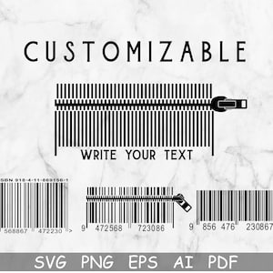 Código de barras personalizable Svg, barra de escaneo de código de barras simple Svg, código de barras Cricut, archivo de corte para clipArt, Bar Svg, Ai,Eps,Png,Pdf