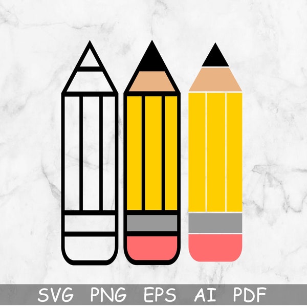 Pencil Svg, Pencil layered Png, Vector Pencil, School Pencil Svg, School Svg, Pencil Clipart, Pencil Cut File, Instant Download, Silhouette