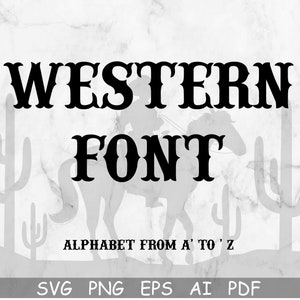 Western Font Svg, Cowboy Font Svg, Rodeo Font Svg, Silhouette, Font Svg, Western Alphabet Font, Cricut, Procreate font, Uso Comercial