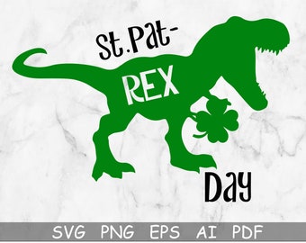 St Patrick's Day Svg, Shamrock Svg, Dinosaur Svg, Clover svg, St Patricks Shirts, Kids Shirts, Trex, Dxf, Svg Files For Cricut