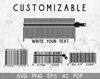 Código de barras personalizable Svg, barra de escaneo de código de barras simple Svg, código de barras Cricut, archivo de corte para clipArt, Bar Svg, Ai,Eps,Png,Pdf