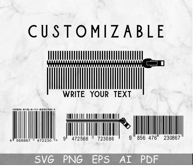 Customizable barcode Svg, Plain barcode Scan bar Svg, Barcode Cricut, Cut file for clipArt, Bar Svg, Ai,Eps,Png,Pdf image 1