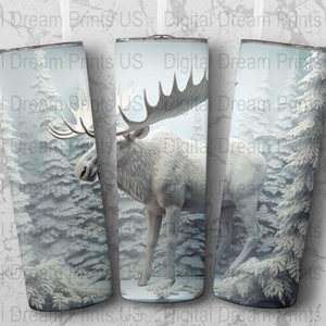 3D Moose in Forest 20 oz Skinny Tumbler Sublimation Design, Straight & Tapered Wrap, Tumbler Wrap, Tumbler Png, Instant Download