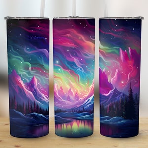 Abstract Northern Lights 20 oz Skinny Tumbler Sublimation Design, Straight & Tapered Wrap, Tumbler Wrap, Tumbler Png, Instant Download