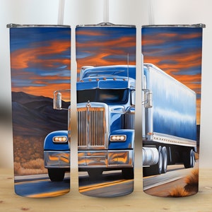 Big Rig Desert Sunset 20oz Tumbler Sublimation Design (PNG Digital Download)