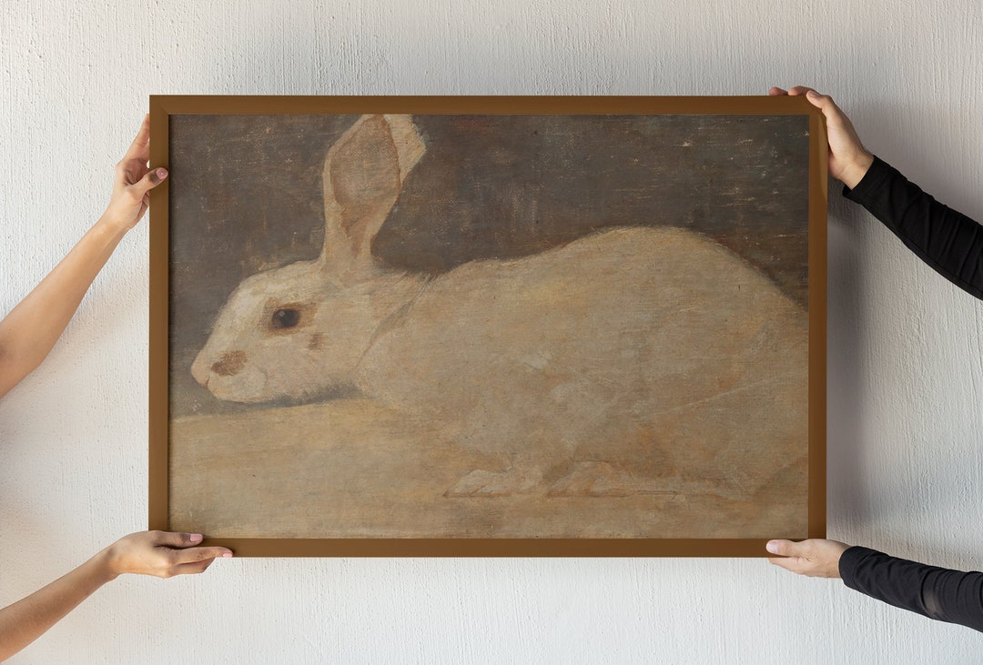 Printable Vintage Rabbit Painting Antique Bunny Print Spring Artwork ...