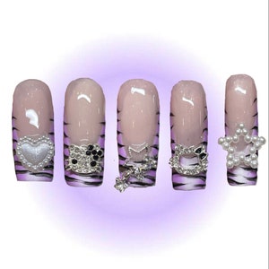 Purple kitty Press on Nails