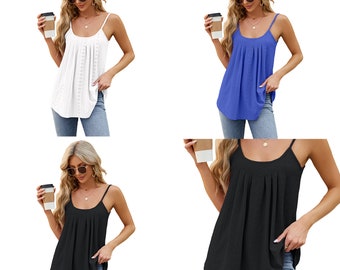 Women's Camisole, Spaghetti Strap Tank Tops, Loose Fit Vests, Flowy Summer Tops, Women's Fashion Essentials, Comfortable Summer Tops