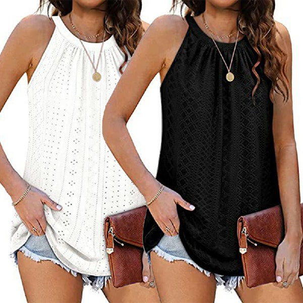 Women's Halter Top Loose Vest Tank Top Summer  Blouse Ladies Casual Sleeveless Shirt For Women or Girls Tops
