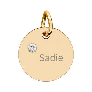 Personalized Birthstone Circle Charm engraving | Engraved Name Charm | Mother's Day Present | Necklace Charm | Engraved Message