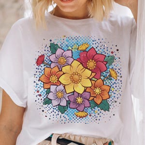 Boho Floral PNG: Retro Flower Illustration for Sublimation (Digital Download)