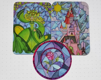 Sticker Pack Die Schöne und das Biest, Disney Vinyl Aufkleber, Holographischer Aufkleber