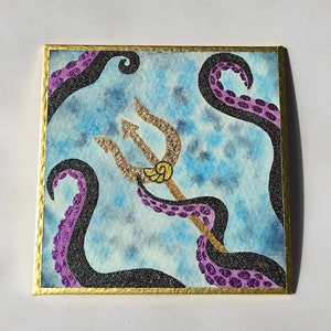 Acuarela ORIGINAL de Ursula, pintura de villanos de Disney, la sirenita, bellas artes de brujas del mar, regalo para ella, decoración de la habitación para niños, edición limitada