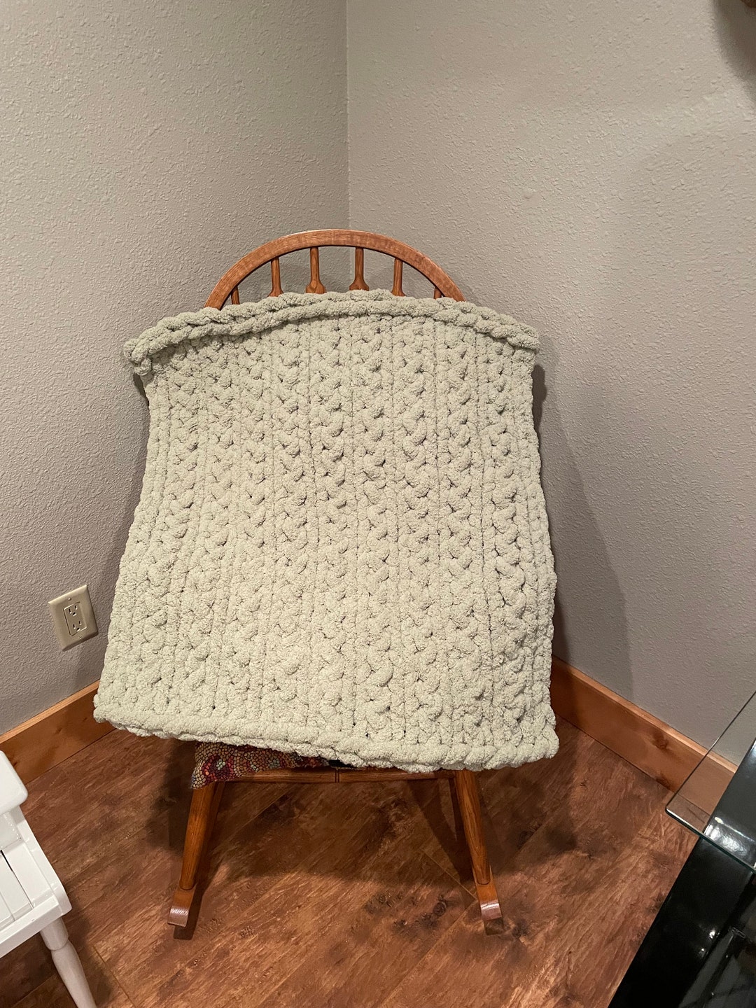 Chunky Knit Baby Blanket Sage Green Baby Blanket Soft Etsy