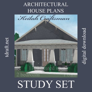 Craftsman house plan, Keilah design, 1120heated sq. ft., 2 Bedroom, 1 Bath, custom designing, blueprints plans