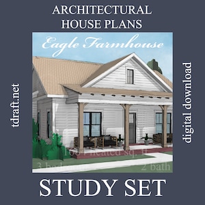 Farmhouse plan, Eagle Cottage design, 1684 heated sq. ft., 3 Bedroom, 2 Bath, 2 story, 2 car carport, custom designing, blueprints plan