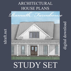 Farmhouse plan, Ramath design, 1931 heated sq. ft., 4 Bedroom, 2.5 Bath, 2 story, 2 car carport, custom designing, blueprints plan