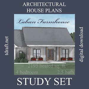 Bauernhaus Haus plan, Laban Design, 2000 m² beheizt, 4 Schlafzimmer, 2.5 Bäder, Doppelgarage, 1-stöckig, Custom Design, Blaupausen Pläne