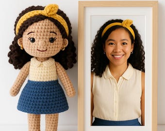 Custom crochet doll from photo, Personalized amigurumi gift, Handmade lookalike plushie, Custom portrait doll