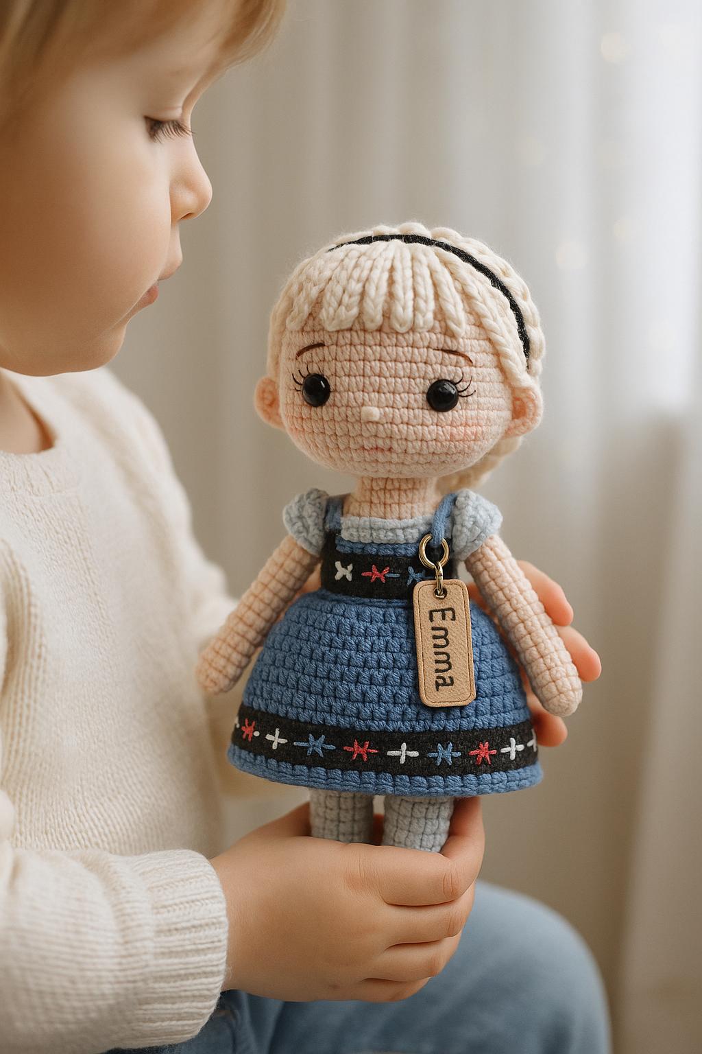 Personalized Crochet Girl Doll, Handmade Name Plush Toy, Custom Amigurumi Gift, Keepsake Soft Doll