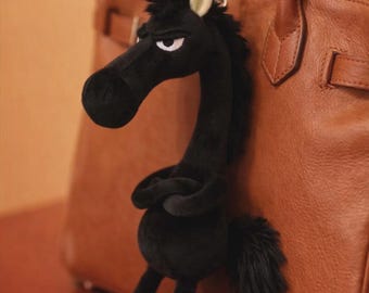 Handmade 2026 Horse Keychain, Funny Amigurumi Animal Charm, Black Horse Bag Charm, Unique Gift
