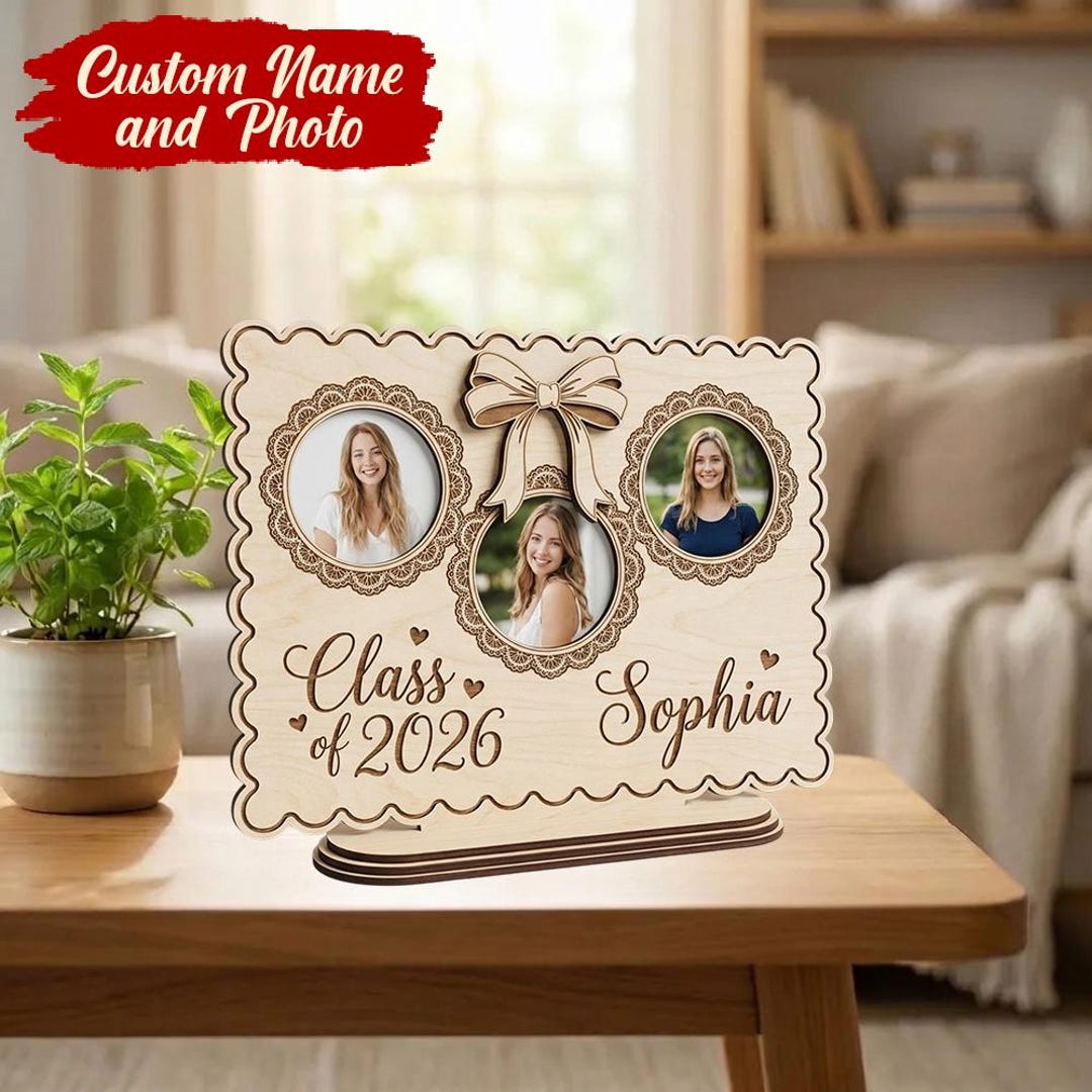 Personalized Wooden Graduation Photo Frame, Custom Name Class of 2026 ...