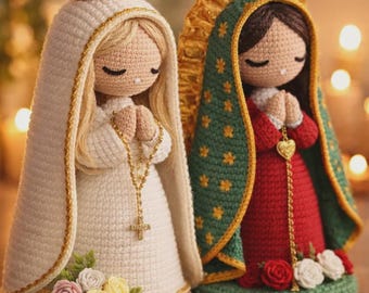 Handmade Crochet Virgin Mary Doll, Catholic Keepsake
