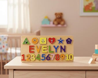 Wooden Name Puzzle, First Birthday Gift, Baby Boy Girl Custom Name Puzzle, Nursery Decor, New Baby Gift, Kid's Puzzle
