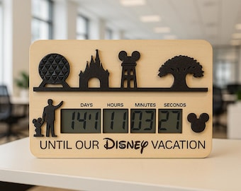 Disney Vacation Countdown Clock | Digital Trip Timer | Magnetic or Freestanding | Countdown to Disney World & Disneyland