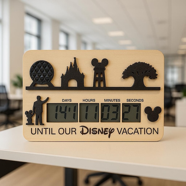 Disney Vacation Countdown Clock | Digital Trip Timer | Magnetic or Freestanding | Countdown to Disney World & Disneyland