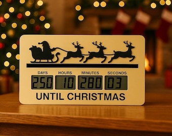 Countdown to Christmas Digital Display – Santa & Reindeer Silhouette Holiday Decor