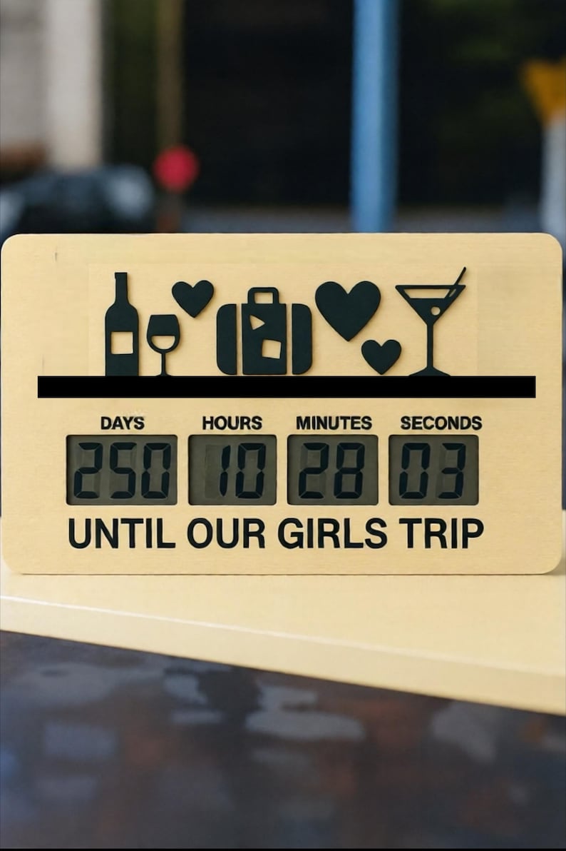 Weekend Countdown Timer Clock Girls Trip Countdown Clock | Digital Trip Timer | Magnetic or ...