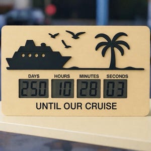 Cruise Vacation Countdown Clock | Digital Trip Timer | Magnetic or Freestanding | Countdown to Cruise | Tropical Vacation