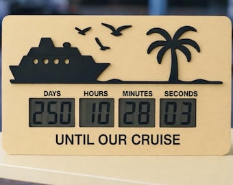 Cruise Vacation Countdown Clock | Digital Trip Timer | Magnetic or Freestanding | Countdown to Cruise | Tropical Vacation