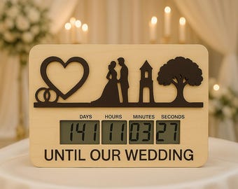 Custom Wedding Countdown Timer | Digital Clock Keepsake | Bridal Shower Gift for Couple - Engagement Gift