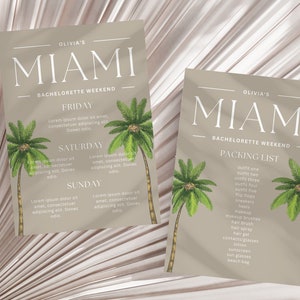 Miami Bachelorette Itinerary + Packing List Template | Instant Download