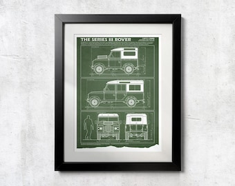 Land Rover Series III Blueprint - Wall Print