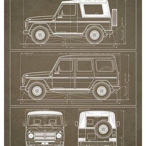 Mercedes-Benz G-Klasse der ersten Generation – Bauplan – Wandbild Braun