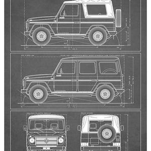 Mercedes-Benz G-Klasse der ersten Generation – Bauplan – Wandbild Grey