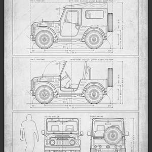 Suzuki LJ80 / SJ20 Jimny Blueprint - Wall Print Paper
