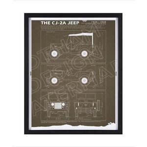 CJ-2A Jeep Blueprint - Unframed Wall Print