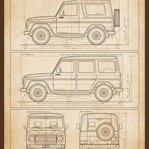 Mercedes-Benz G-Klasse der ersten Generation – Bauplan – Wandbild Parchment