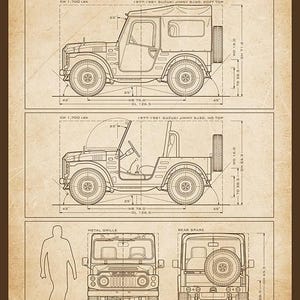 Suzuki LJ80 / SJ20 Jimny Blueprint - Wall Print Parchment