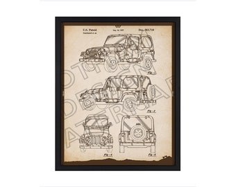 TJ Jeep Patent Drawings - Unframed Wall Print