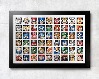 NES Megaman Mugshots Full Matrix Poster - Unframed Wall Print