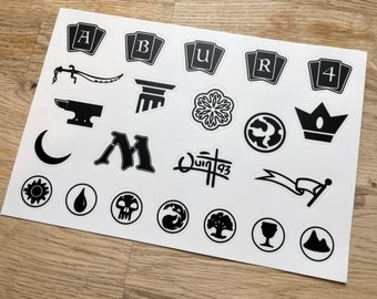 Old School MTG Set and Mana Symbol Vinyl Sticker Sheet
