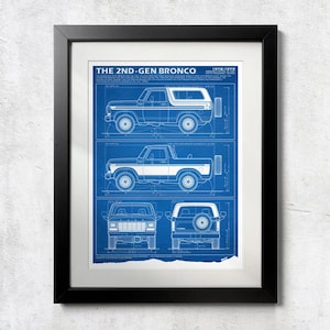 Ford Bronco Second-Gen Blueprint - Wall Print image 1